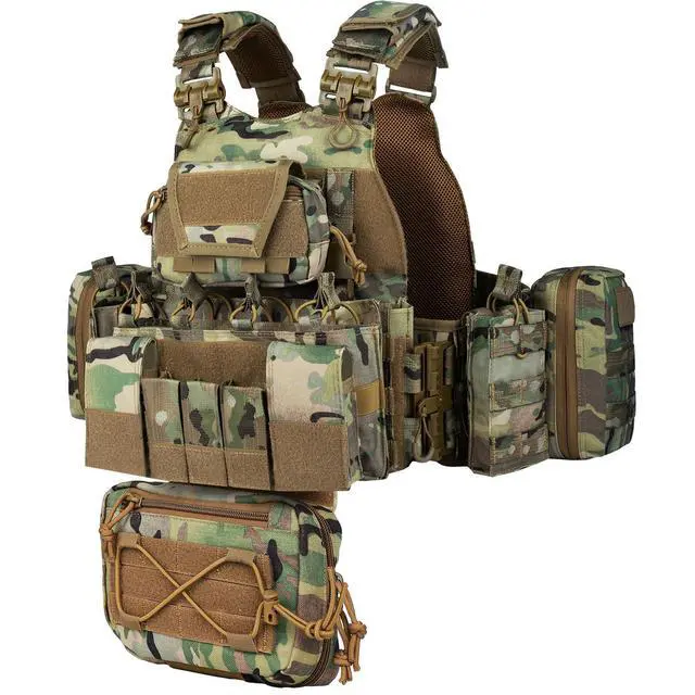 Alt view image 2 of 6 - YAKEDA Outdoor Training Vest With PALS System MultiFunctional MOLLE Quick Release Vest- For Hiking, Camping Training