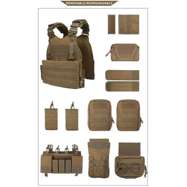 Alt view image 4 of 6 - YAKEDA Outdoor Training Vest With PALS System MultiFunctional MOLLE Quick Release Vest- For Hiking, Camping Training