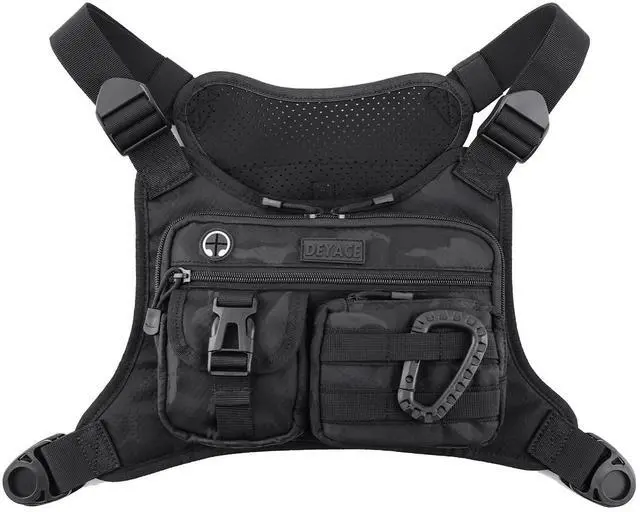 Main image of Chest Bag For Men, Tactical Inspired Sports Utility Chest Pack, EDC Pouch Bag With Built-In Phone Holder for Workouts, Running, Cycling, Black