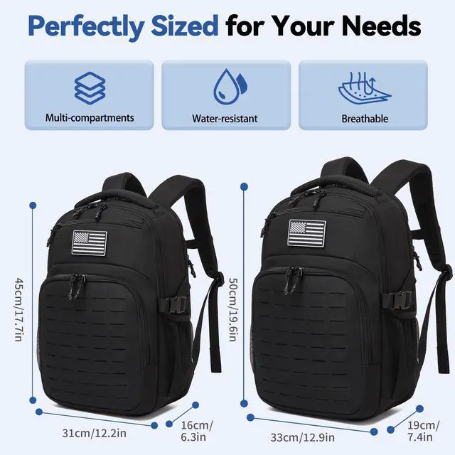 Alt view image 6 of 7 - Military tactical backpack Laser-Cut MOLLE Webbing, backpack for men small tactical assault bag (Blue, 18.5 inch)