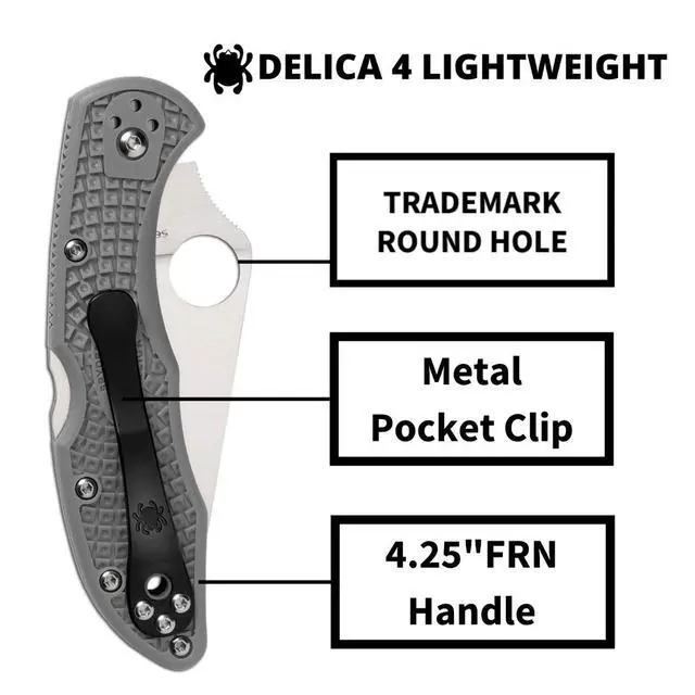 Alt view image 4 of 6 - Delica 4 Lightweight 7.15" Signature Folding Knife with 2.90" Flat-Ground Steel Blade and High-Strength FRN Handle - PlainEdge Grind