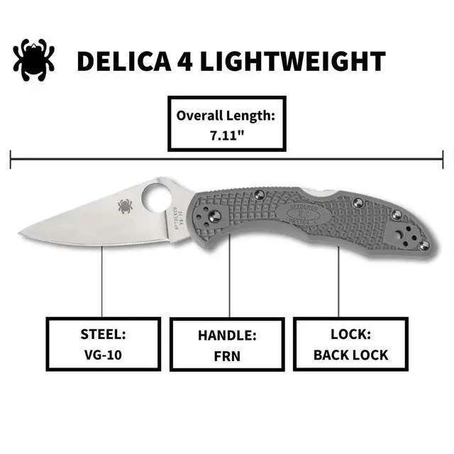Alt view image 5 of 6 - Delica 4 Lightweight 7.15" Signature Folding Knife with 2.90" Flat-Ground Steel Blade and High-Strength FRN Handle - PlainEdge Grind