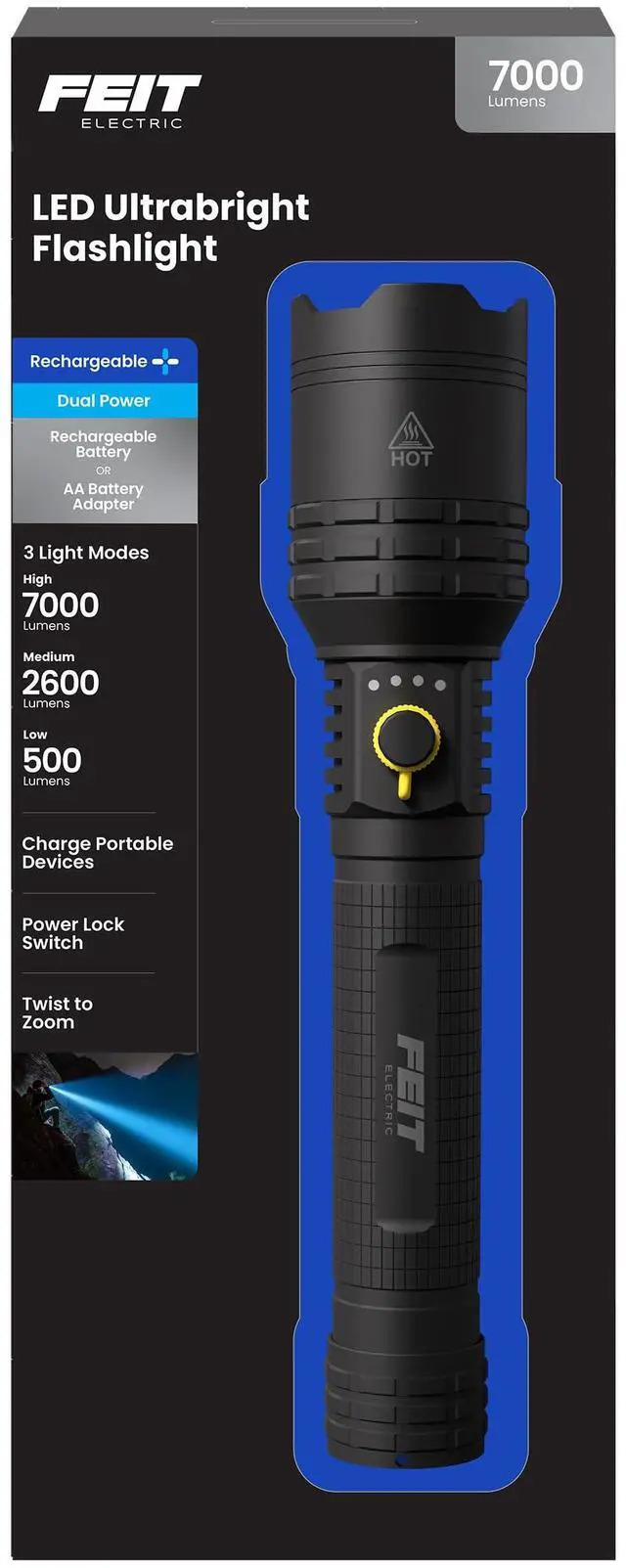 Main image of Flashlight - 7000 Lumens LED, Rechargeable & AA Battery Compatible