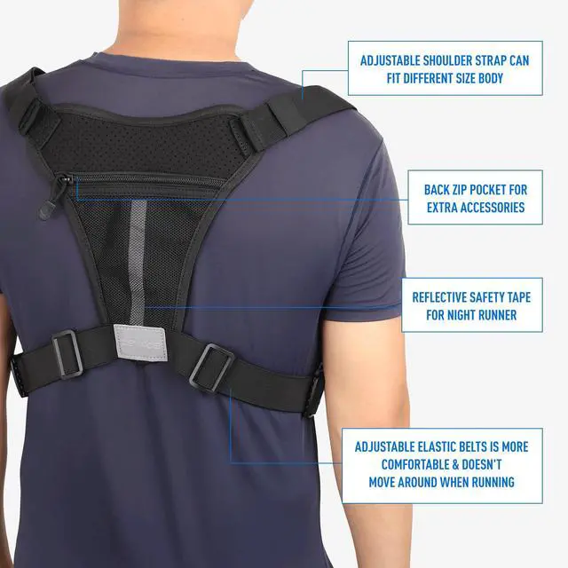 Alt view image 6 of 7 - Chest Bag For Men, Tactical Inspired Sports Utility Chest Pack, EDC Pouch Bag With Built-In Phone Holder for Workouts, Running, Cycling, Black