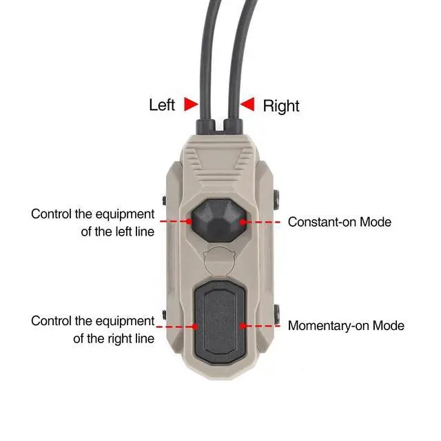 Alt view image 2 of 7 - ModButton Dual Pressure Switch, Tactical Light Switch with SF + 2.5mm Plug for M300/M600 Scout Weapon Flashlights + PEQ DBAL NGAL, Fit for 20mm Picatinny Mlok Keymod Rail (DE)