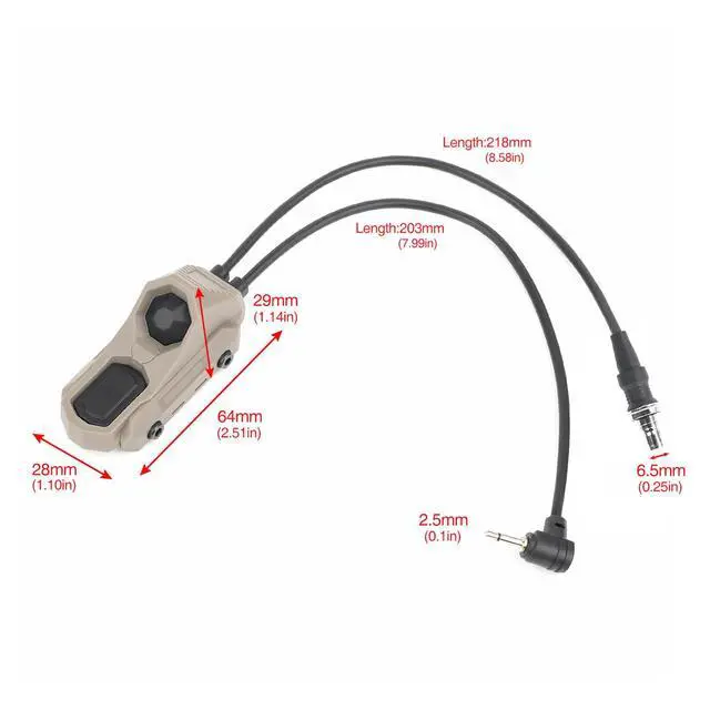 Alt view image 7 of 7 - ModButton Dual Pressure Switch, Tactical Light Switch with SF + 2.5mm Plug for M300/M600 Scout Weapon Flashlights + PEQ DBAL NGAL, Fit for 20mm Picatinny Mlok Keymod Rail (DE)