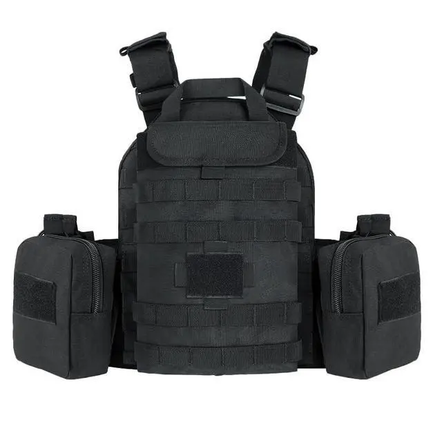 Alt view image 3 of 5 - YAKEDA Tactical Training Vest with PALS System - Multi-Pocket Adjustable Straps Quick-Release Buckle for Hunting