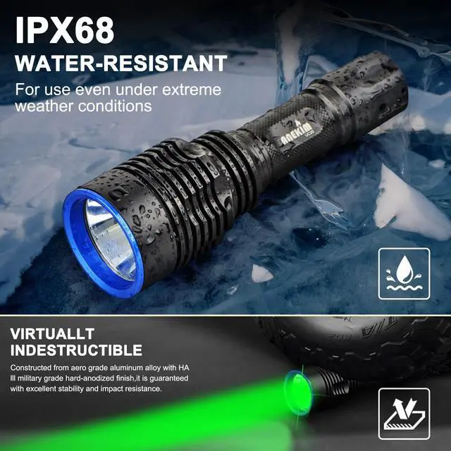 Alt view image 4 of 7 - UC20 Green Hunting Light Flashlight kit,1586 Yards Green LED Light, 2000 High Lumens, Picatinny Mount, Pressure Switch, Long Distance Night Hunting Gifts for Men