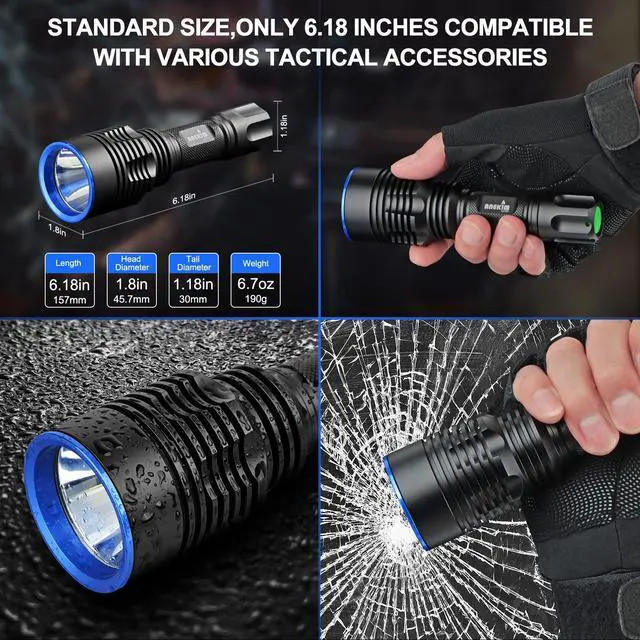 Alt view image 5 of 7 - UC20 Green Hunting Light Flashlight kit,1586 Yards Green LED Light, 2000 High Lumens, Picatinny Mount, Pressure Switch, Long Distance Night Hunting Gifts for Men
