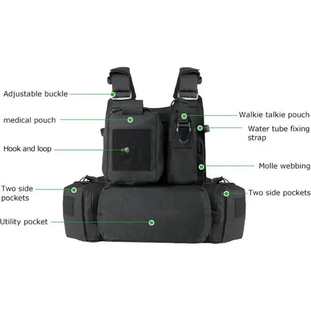 Alt view image 3 of 6 - YAKEDA Tactical Training Vest with PALS System - Multi-Pocket Adjustable Straps Quick-Release Buckle for Hunting