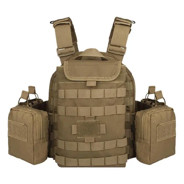 Alt view image 3 of 6 - YAKEDA Tactical Training Vest with PALS System - Multi-Pocket Adjustable Straps Quick-Release Buckle for Hunting
