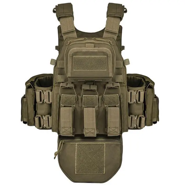 Alt view image 2 of 6 - YAKEDA Tactical Training Vest with PALS System - Multi-Pocket Adjustable Straps Quick-Release Buckle for Hunting