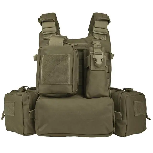 Alt view image 3 of 6 - YAKEDA Tactical Training Vest with PALS System - Multi-Pocket Adjustable Straps Quick-Release Buckle for Hunting