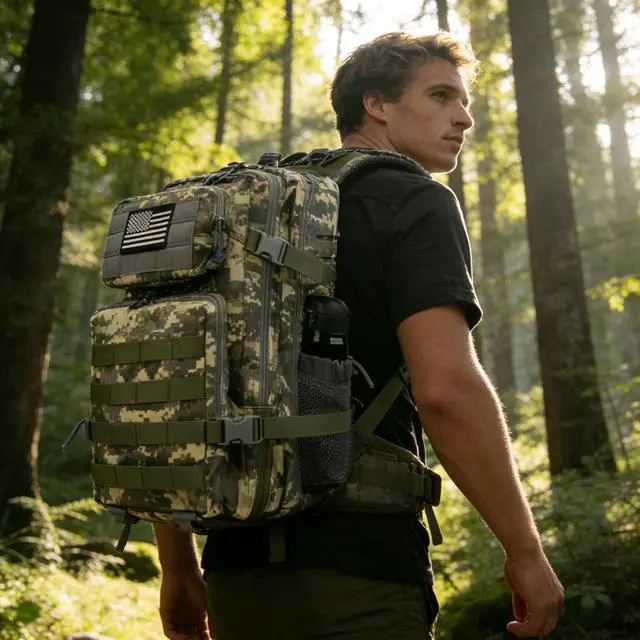 Alt view image 7 of 7 - 45L Military Tactical Backpack, Army 3-Day Assault Pack Bug Out Bag for Hiking Camping | Army