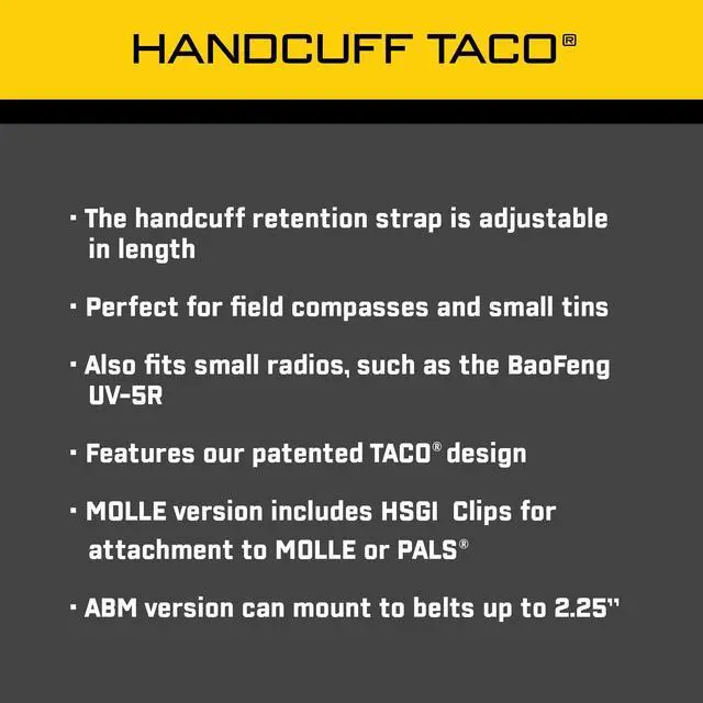 Alt view image 5 of 7 - High Speed Gear - Handcuff Taco MOLLE Pouch, Police Gear & Military Gear, MOLLE Handcuff Pouch