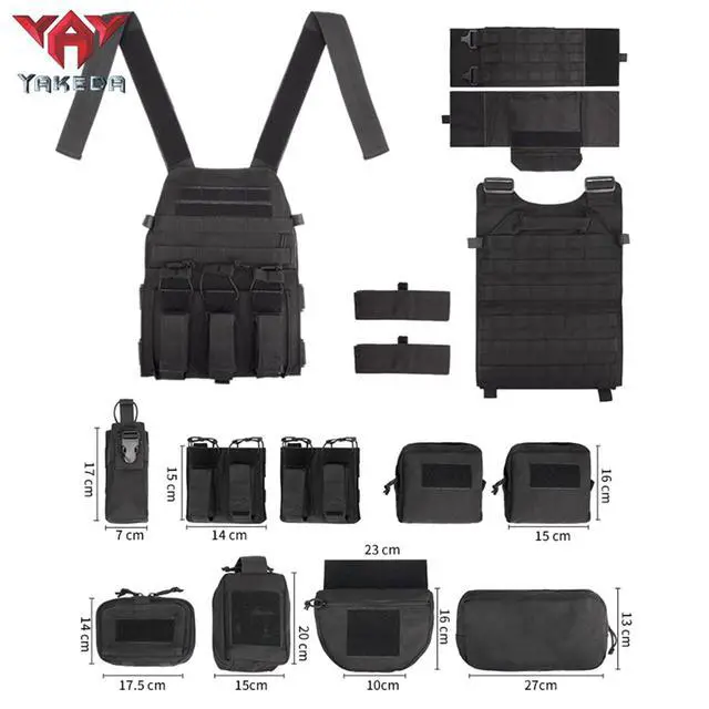 Alt view image 4 of 6 - YAKEDA Tactical Training Vest with PALS System - Multi-Pocket Adjustable Straps Quick-Release Buckle for Hunting