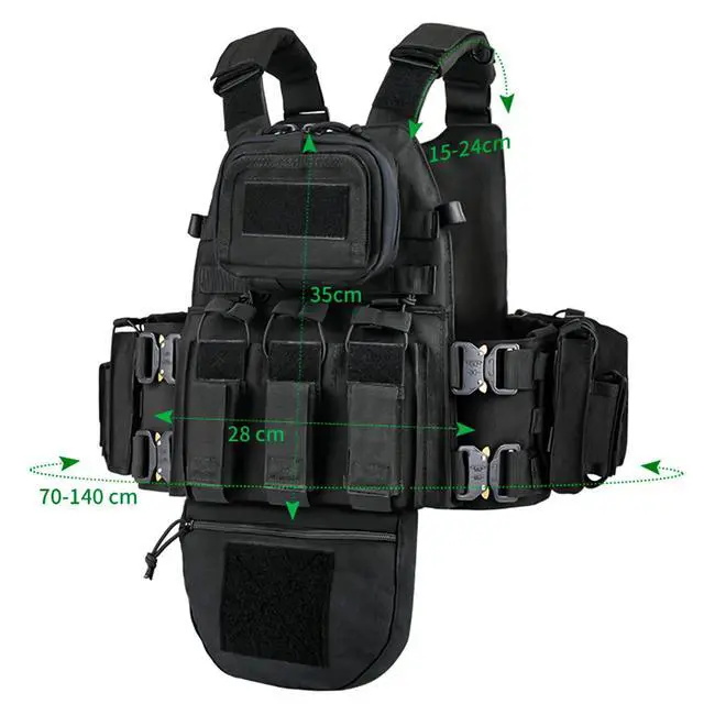 Alt view image 5 of 6 - YAKEDA Tactical Training Vest with PALS System - Multi-Pocket Adjustable Straps Quick-Release Buckle for Hunting