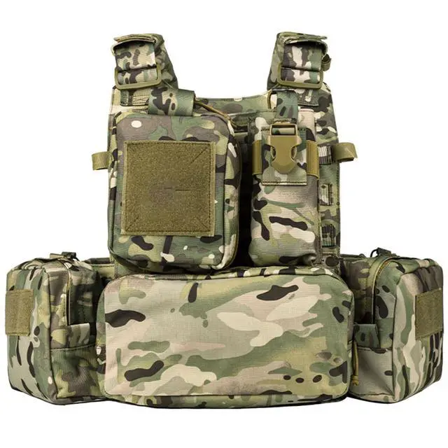 Alt view image 2 of 6 - YAKEDA Tactical Training Vest with PALS System - Multi-Pocket Adjustable Straps Quick-Release Buckle for Hunting