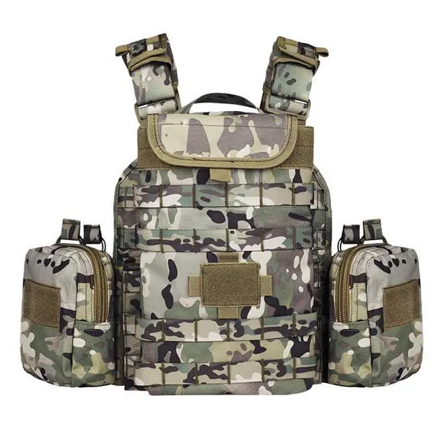 Alt view image 3 of 6 - YAKEDA Tactical Training Vest with PALS System - Multi-Pocket Adjustable Straps Quick-Release Buckle for Hunting