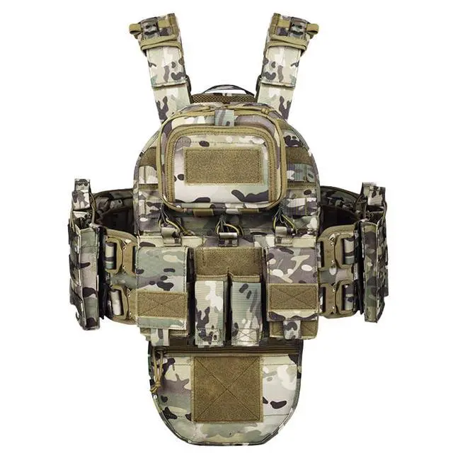 Alt view image 2 of 6 - YAKEDA Tactical Training Vest with PALS System - Multi-Pocket Adjustable Straps Quick-Release Buckle for Hunting