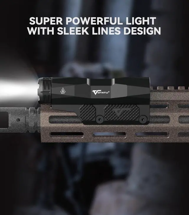 Alt view image 7 of 7 - ML50 Picatinny/Mlok Flashlight for Rifle, Max 2400 Lumens Weapon Light with Pressure Pad Switch, Rechargeable Flashlight and Tactical Strobe High/Low Mode