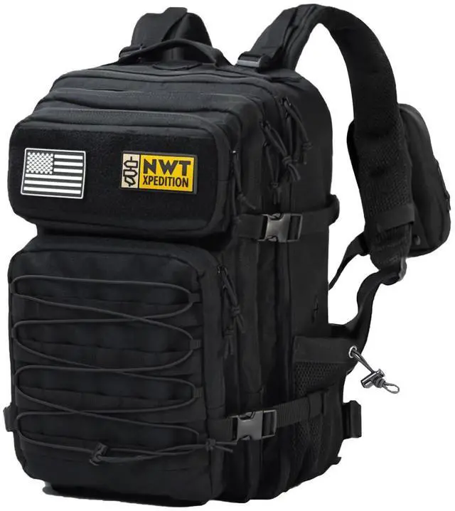 Main image of Military Tactical Backpack,Sturdy Work & Molle Laptops Rucksack, Heavy Duty Pack for Hiking Camping Travel Fishing Gym,Black