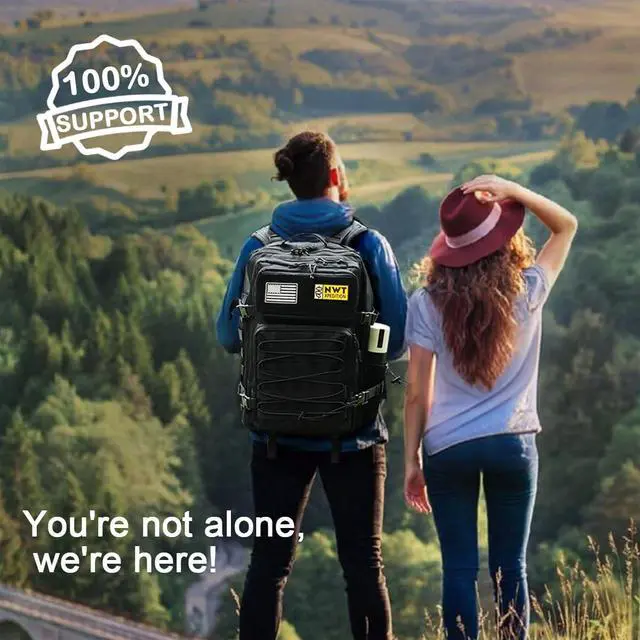 Alt view image 6 of 7 - Military Tactical Backpack,Sturdy Work & Molle Laptops Rucksack, Heavy Duty Pack for Hiking Camping Travel Fishing Gym,Black
