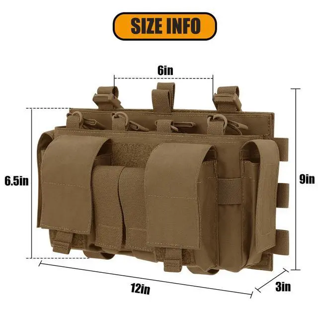 Alt view image 6 of 7 - Quad 5.56 Mag Pouch Placard 556 & 9mm Mag Pouch Radio & GP Pouches for Carrier and Chest Rig