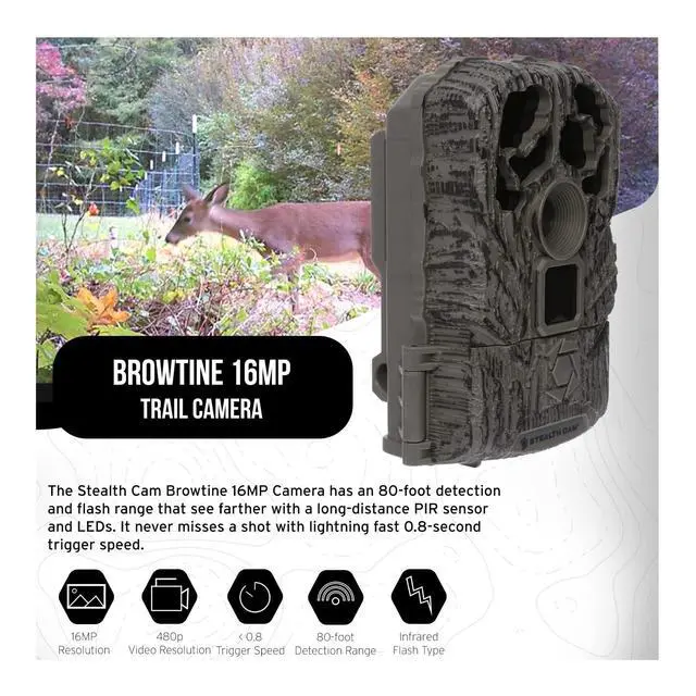 Alt view image 2 of 6 - Browtine 16MP Trail Camera with 2x32gb SD and Reader (5 Items) | 2×32gb SDHC UHS-I Cards and High-Speed Card Reader, 80 Ft Ir Range, Under 0.8 Second Trigger