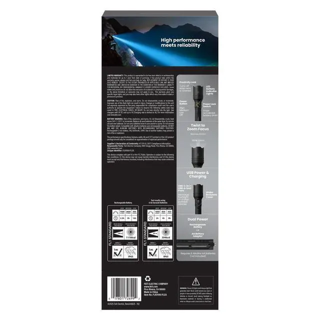 Alt view image 2 of 7 - Flashlight - 7000 Lumens LED, Rechargeable & AA Battery Compatible