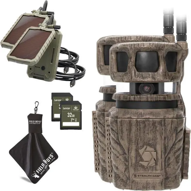 Main image of Revolver 36MP Trail Camera with 1080P HD Video at 30 FPS, 0.4 Sec Trigger Speed, 360° Panoramic View, Built-in GPS, Verizon/AT&T Cellular, 32GB SD Card, Cloth, and Solar Panel (2 PK)