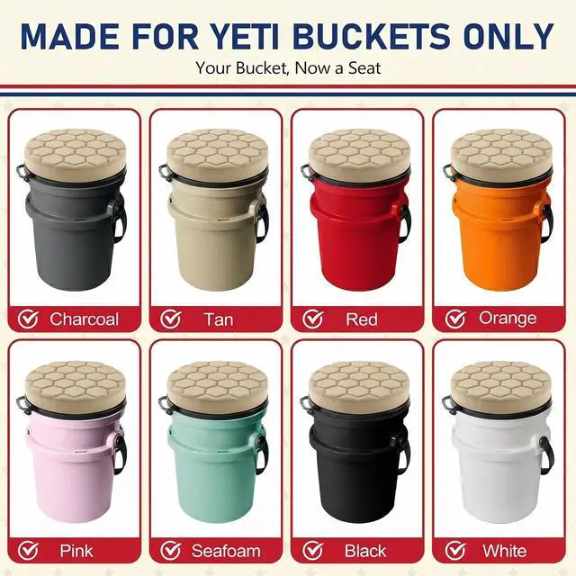 Alt view image 2 of 7 - 5 Gallon Bucket Seat for Yeti Loadout Bucket Only, 3" Thickened Foam Cushion, 360°Swivel Seats with Hang-It Hook, Seat lid for Dove Duck Hunting, Ice Fishing, Baseball, Camping, Gardening