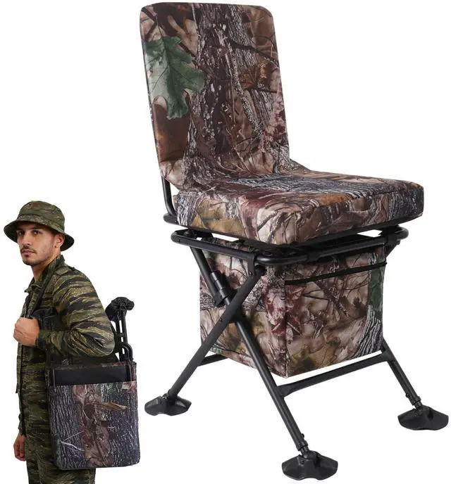 Main image of Hunting Chair with Storage Bag, 360 Degree Silent Swivel Hunting Seat, Camouflage Foldable Ground Blind Chair, Tool-Free Padded Cushion Portable Seat, Lightweight