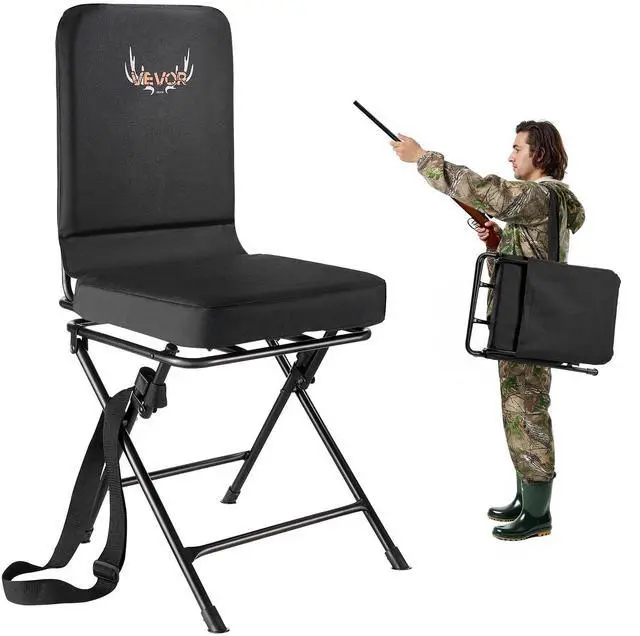 Main image of Hunting Chair, 360° Silent Swivel, Foldable Lightweight Portable Blind Chair, Heavy-Duty Steel Frame Ground Stool Seat, with Adjustable Shoulder Strap, 300 Lbs Capacity for Fishing, Camping