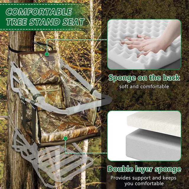 Alt view image 4 of 7 - Tree Stand Seat Replacement, Adjustable Treestand Seats for Hunting, Comfortable Hunting Tree Seat Fits Climber Deer Tree Stands
