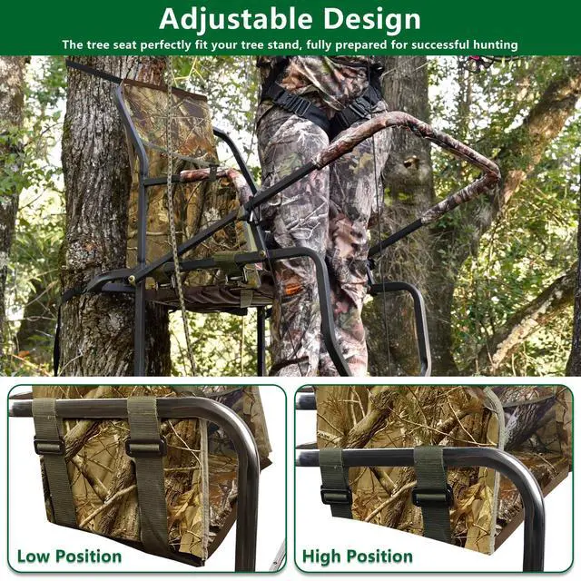Alt view image 5 of 7 - Tree Stand Seat Replacement, Adjustable Treestand Seats for Hunting, Comfortable Hunting Tree Seat Fits Climber Deer Tree Stands