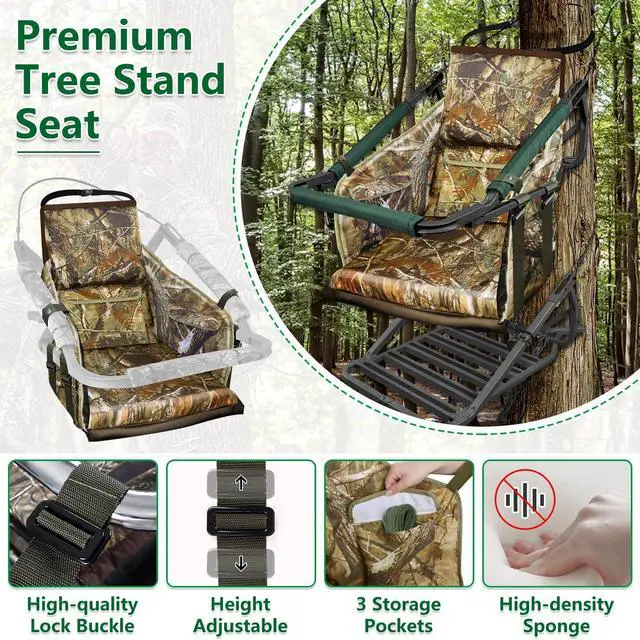 Alt view image 2 of 7 - Tree Stand Seat Replacement, Adjustable Treestand Seats for Hunting, Comfortable Hunting Tree Seat Fits Climber Deer Tree Stands