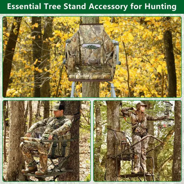 Alt view image 7 of 7 - Tree Stand Seat Replacement, Adjustable Treestand Seats for Hunting, Comfortable Hunting Tree Seat Fits Climber Deer Tree Stands