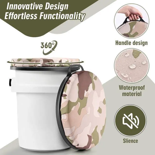 Alt view image 4 of 7 - 5 Gallon Bucket Seat for Yeti Only, 360 Degree Swivel Load Out Bucket Seat, 5 Gal Foam Cushion Seats Lid with Padded Top for Hunting Fishing Camping Baseball