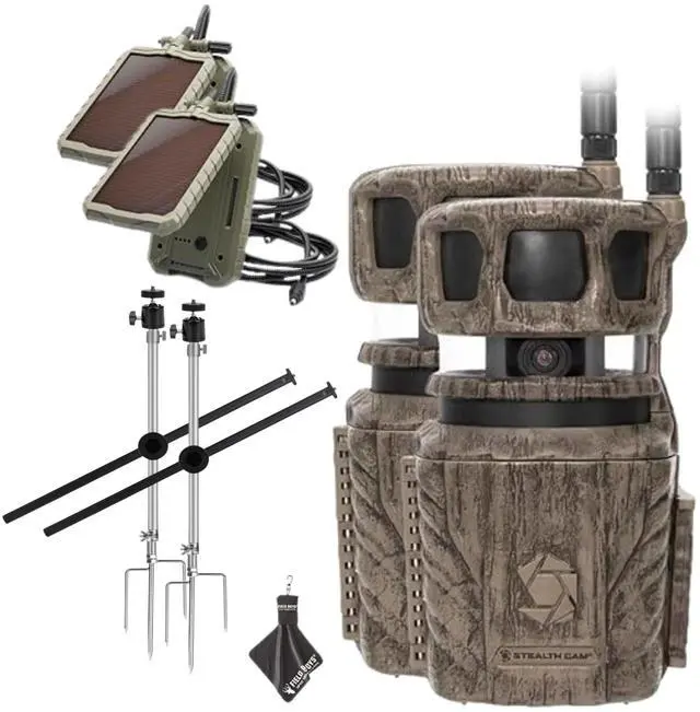 Main image of Revolver 36MP Trail Camera with 1080P HD Video at 30 FPS, 0.4 Sec Trigger Speed, 360° Panoramic View, Built-in GPS, Verizon/AT&T Cellular, Solar Panel, Mounting Post, & Cloth (2PK)