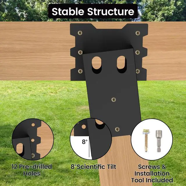 Alt view image 4 of 7 - Deer Stand Brackets 4 x 4, Outdoor Platform Deer Blind Brackets 4 PCS / 8 PCS, 12 / 14 Gauge Steel Elevator Brackets for Hunting Platform, Shooting Shacks, Tree Houses