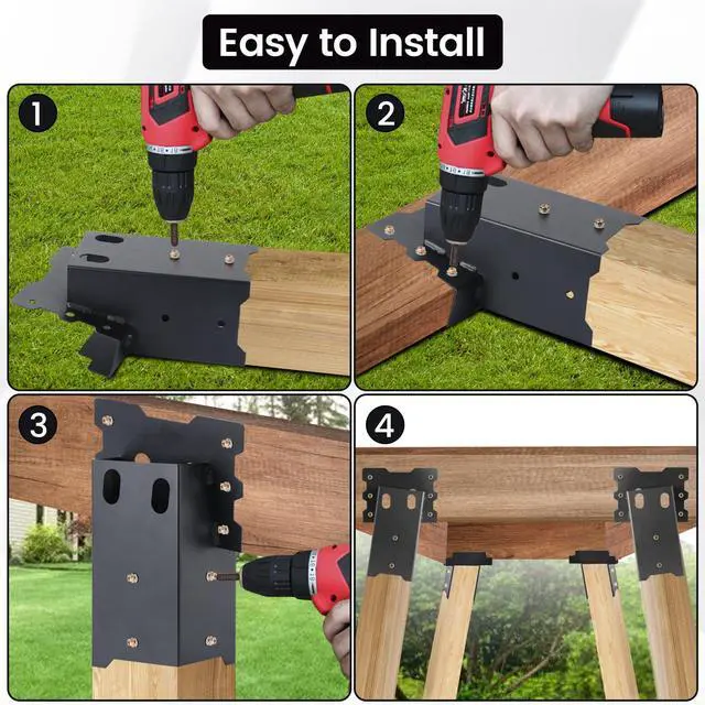Alt view image 6 of 7 - Deer Stand Brackets 4 x 4, Outdoor Platform Deer Blind Brackets 4 PCS / 8 PCS, 12 / 14 Gauge Steel Elevator Brackets for Hunting Platform, Shooting Shacks, Tree Houses