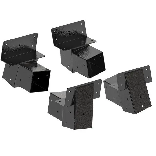 Alt view image 7 of 7 - 4Pack Black/Green Deer Blind Brackets 4x4 Heavy Duty Deer Stand Bracket Compound Angle Brackets for Tree Stand, Raised Platform, Tree House, Swing Set, Deers Station