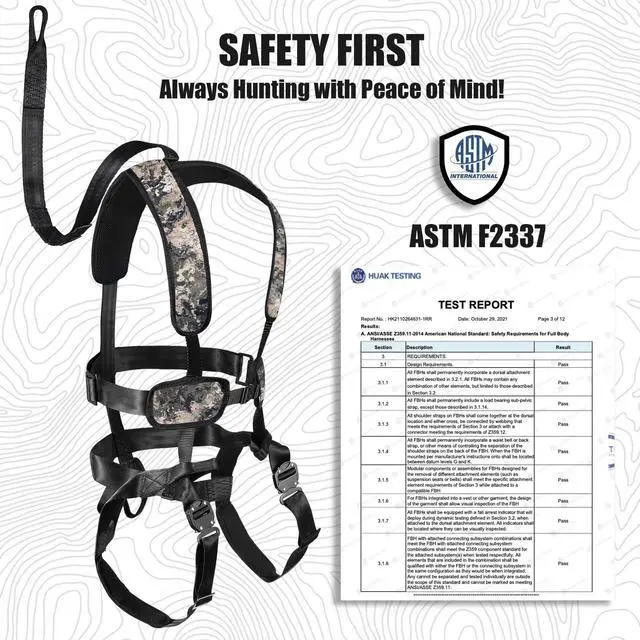 Alt view image 4 of 6 - Tree Stand Harness, Lightweight Hunter Safety Harness for Tree-Stand Hunting, Adjustable Tree Stand Safety Harness