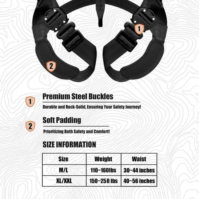 Alt view image 3 of 6 - Tree Stand Harness, Lightweight Hunter Safety Harness for Tree-Stand Hunting, Adjustable Tree Stand Safety Harness