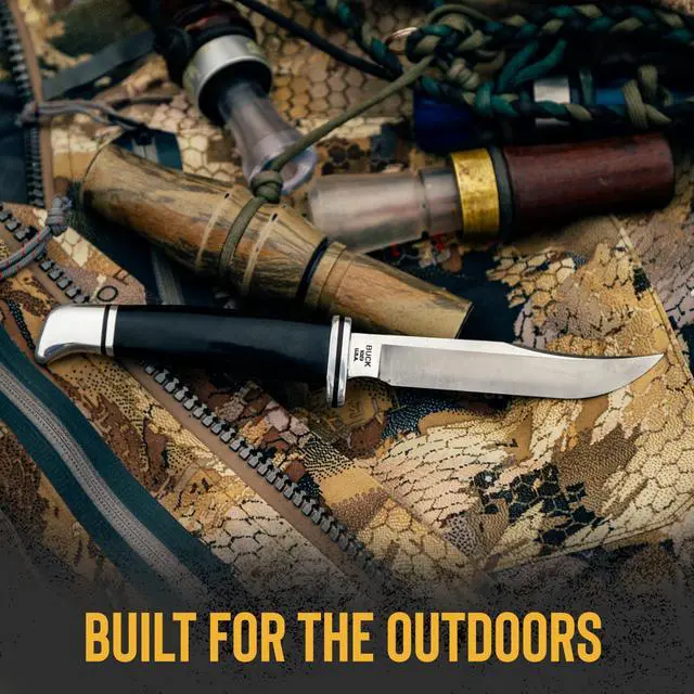 Alt view image 3 of 7 - 102 Woodsman Hunting Knife, 4" Fixed Blade, Full Tang Design, Phenolic Handle, 420HC Stainless Steel Clip Point Blade, Sheath Included, Knife Made in the USA, Black, 2.6 oz