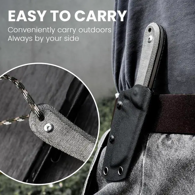 Alt view image 4 of 7 - Deckhand Fixed Blade Hunting Knife with Sheath, D2 Blade Camping Knife G10+Micarta Handle Lightweight EDC Fixed Blade for Men Women Outdoor, for Hunting Survival 1062A1