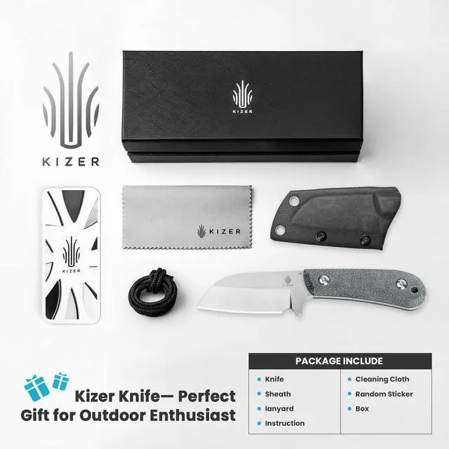 Alt view image 7 of 7 - Deckhand Fixed Blade Hunting Knife with Sheath, D2 Blade Camping Knife G10+Micarta Handle Lightweight EDC Fixed Blade for Men Women Outdoor, for Hunting Survival 1062A1