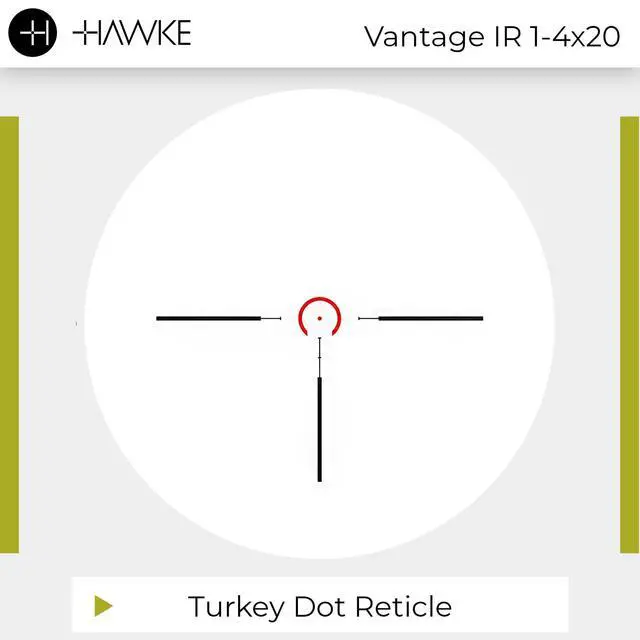 Alt view image 6 of 7 - Vantage IR 1-4x20 Riflescope | Shockproof, Waterproof, Fogproof, Turkey Dot Illuminated Reticle, 1" Mono-Tube, 1/2 MOA Low-Profile Resettable Turrets