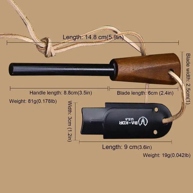 Alt view image 7 of 7 - 14-inch full Tang 8mm thick DC53 steel-wood handle brass rivet reinforced one-piece knife + leather sheath - hunting, camping, survival, slicing, bone-cutting knife EDC, BBQ